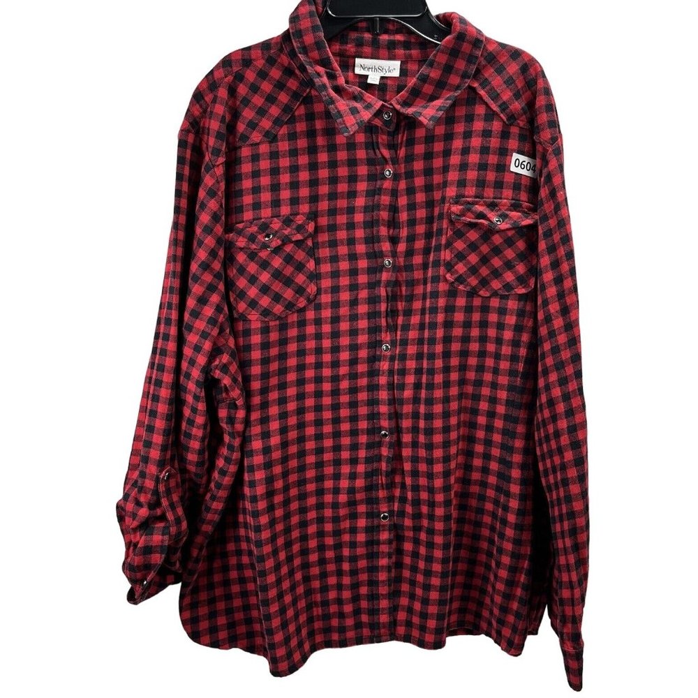 North style Red & Black Snap Buttons Women’s Shirt Size 3X